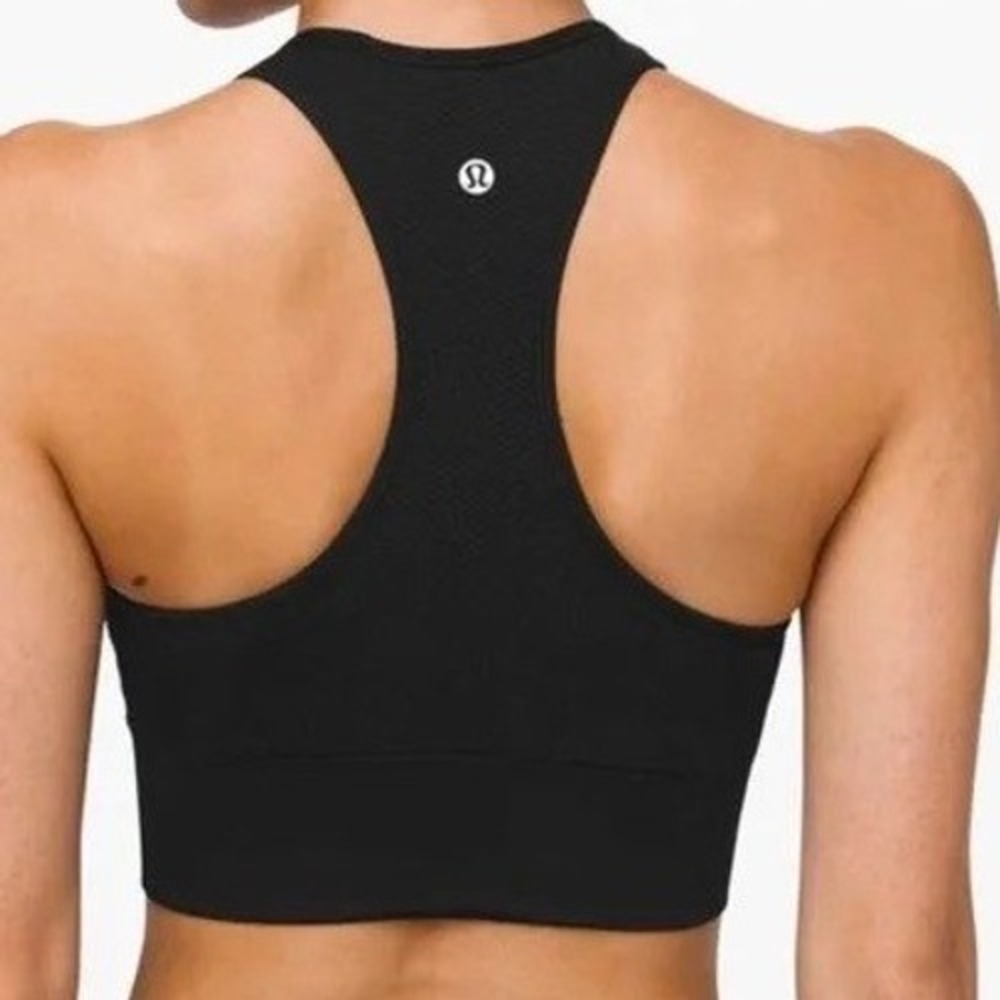 Lululemon Ebb to Train Bra Black High Neck Racerback Sports Bra Size 6 Run Train